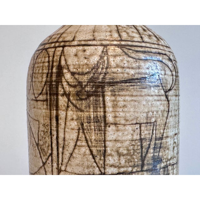 1960s Studio Ceramic Vase with Incised Symbol and Line Decoration by Gerhard Liebenthron, Bremen, Germany, 1963 For Sale - Image 5 of 14