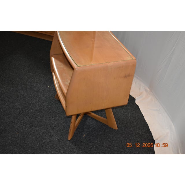 solid birch/maple wood molded curved cabinet edges integrated sculpted pull dovetailed drawer construction signature...