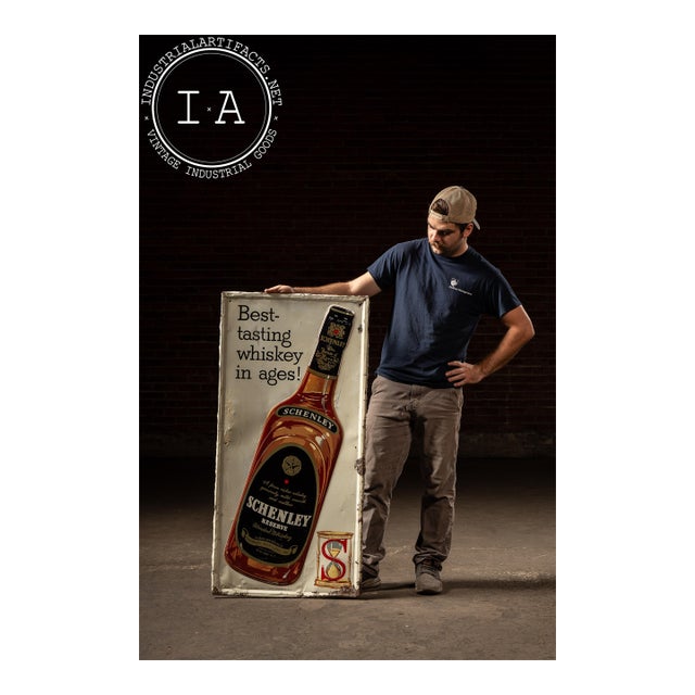 1940s Schenley Reserve Whiskey Self-Framed Tin Sign For Sale