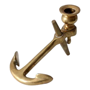 Mid Century Brass Anchor Candlestick Holder