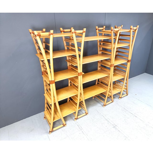 Vintage Bamboo Bookcase, 1970s, in Good conditions. Designed 1970 to 1979