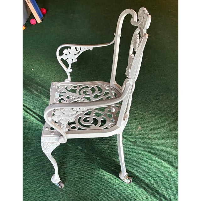 Metal 1950s Mid-Century Cast Iron Glass Top Dining Table With 4 Chairs Victorian Grape Pattern by Atlanta Stove Works, Attributed For Sale - Image 7 of 10