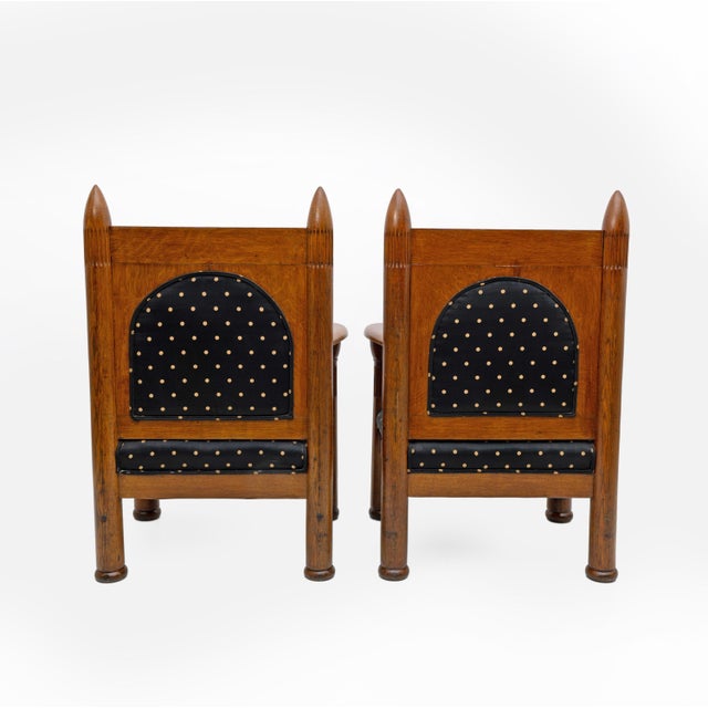 Art Deco Amsterdam School Armchairs in Oak, 1920s, Set of 2 For Sale - Image 12 of 13