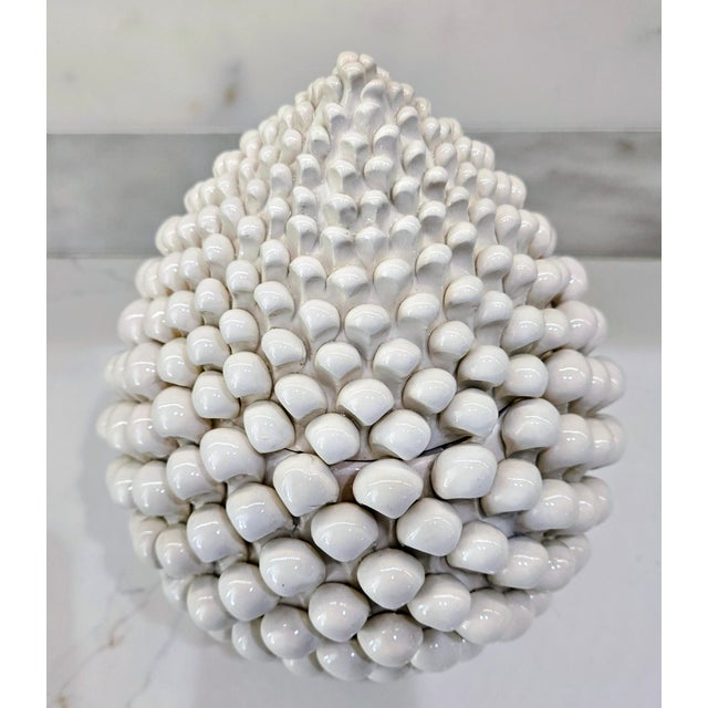 Late 20th Century Italian Taitù Milano White Ceramic Pine Cone Centerpiece for Neiman Marcus For Sale - Image 4 of 11