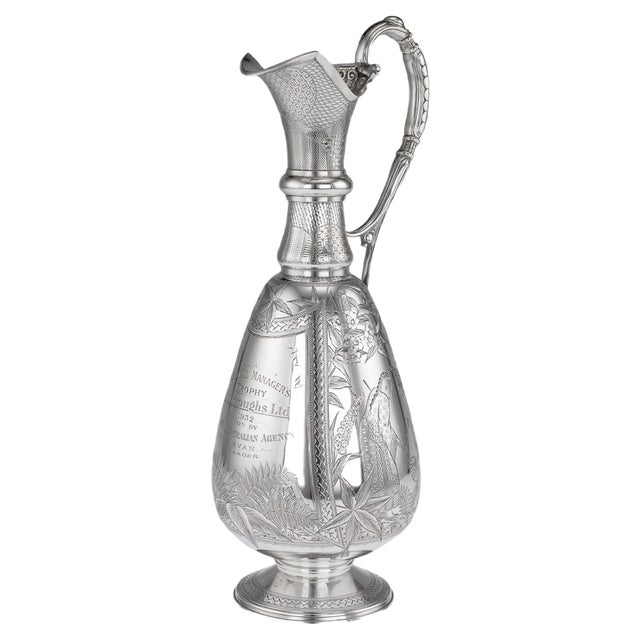 19th Century Victorian Style Silver Wine Jug, 1879 For Sale
