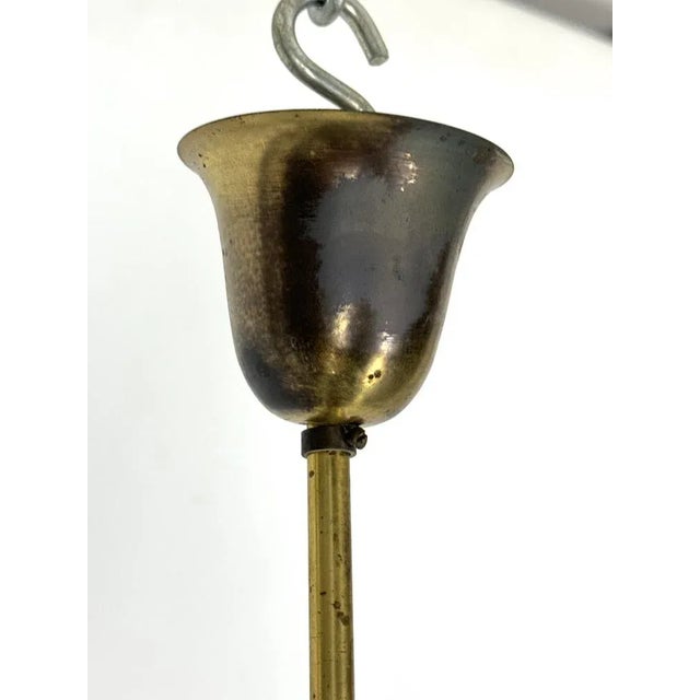 Vintage Italian Brass and Curved Glass Chandelier, 1950s For Sale - Image 11 of 13