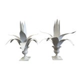 Late 20th Century Pair of Lyon Metal Sculptures in Urns For Sale