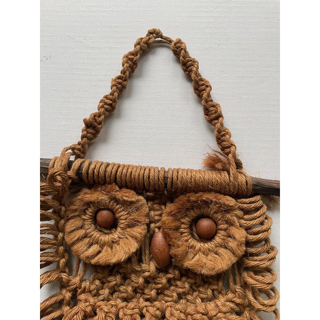 Macrame Owl Tapestry, 1970s For Sale - Image 3 of 6