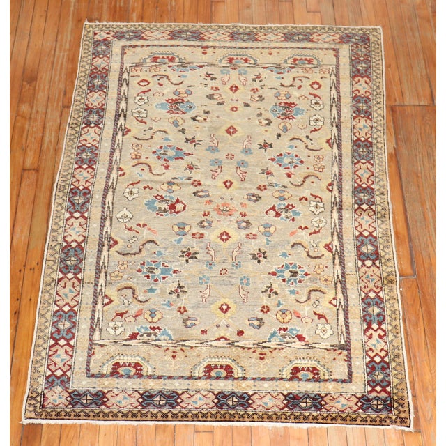 Elaborate Antique Gray Field Turkish Sivas Antique Rug - 4' x 5'7" For Sale - Image 16 of 18