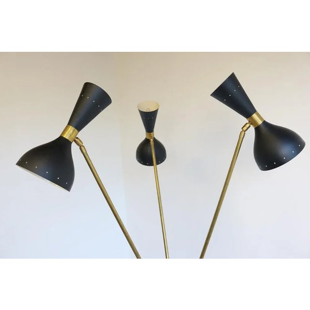 Mid-Century Italian Minimalist Black Brass Floor Lamp in the Style of Stilnovo, 1950s For Sale - Image 6 of 11