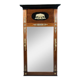 Biedermeier Mahogany, Ebonized and Bronze-Mounted Pier Mirror For Sale