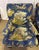 Vintage Bench-Made 3-Piece Living Room Set in Schumacher "Dog & Duck" Indigo Linen – Sofa & 2 Matching Chairs For Sale - Image 14 of 18