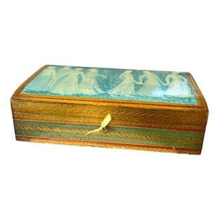 Large Vintage Italian Giltwood Decorative Box With Lock & Key for Gump's San Francisco For Sale