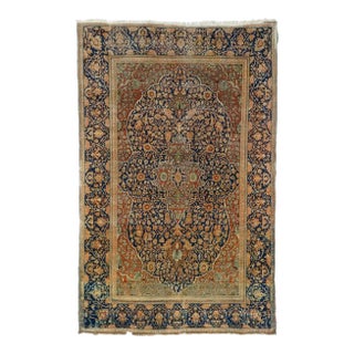 Antique Mohtasham Kashan Rug 4'3'' X 6'9'' For Sale