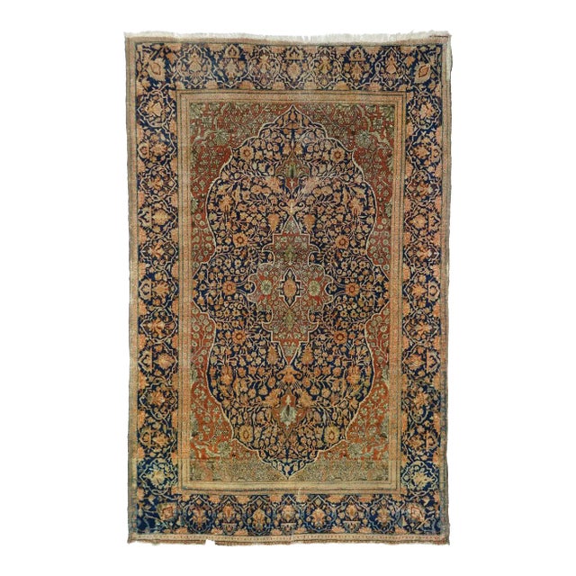 Antique Mohtasham Kashan Rug 4'3'' X 6'9'' For Sale