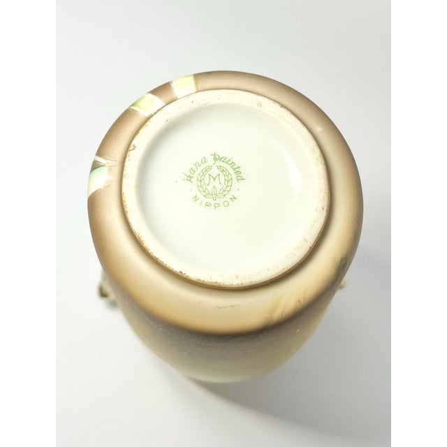 Antique 1910s Morimura Nippon Art Nouveau Iris Flower Landscape Handled Vase For Sale - Image 12 of 12