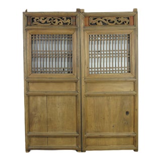A Pair Antique Chinese Wood Screen Panels 1 For Sale