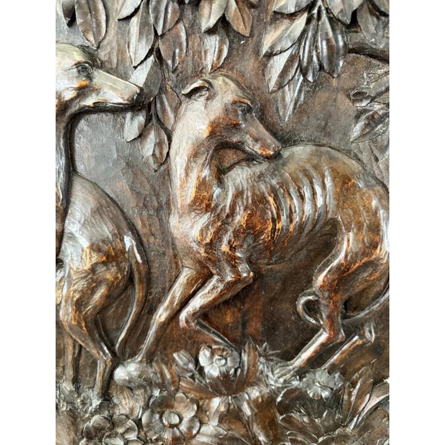 Wood 19th Century Heavily Carved Continental Drop-Front Bar With Greyhound Motif For Sale - Image 7 of 14