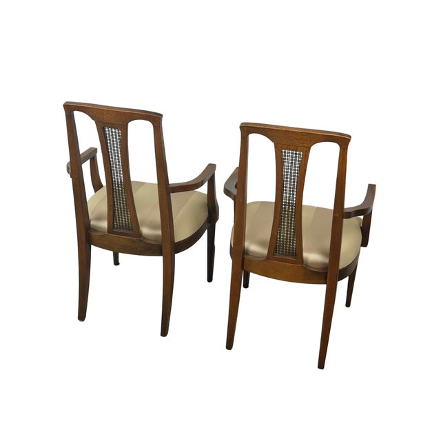 Brown Pair of Mid-Century High-Back Cane Dining Armchairs, Stamped Denmark For Sale - Image 8 of 18