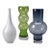 Modernist Art Glass Trio: Schott Zwiesel "Arte Nova" Emerald Totem & Nordic Glass Vases - Set of 3 For Sale