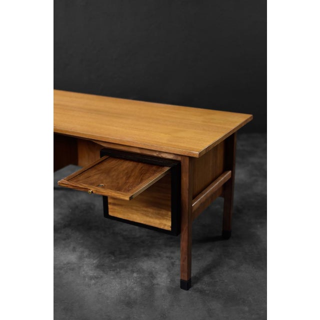 Large Mid-Century Danish Modern Brown Teak Desk, 1960s For Sale - Image 14 of 18