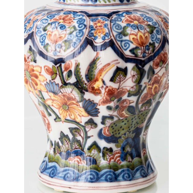 Delft Chinoiserie Polychrome Table Lamp by Tichelaar Makkum, 1950s For Sale - Image 10 of 15