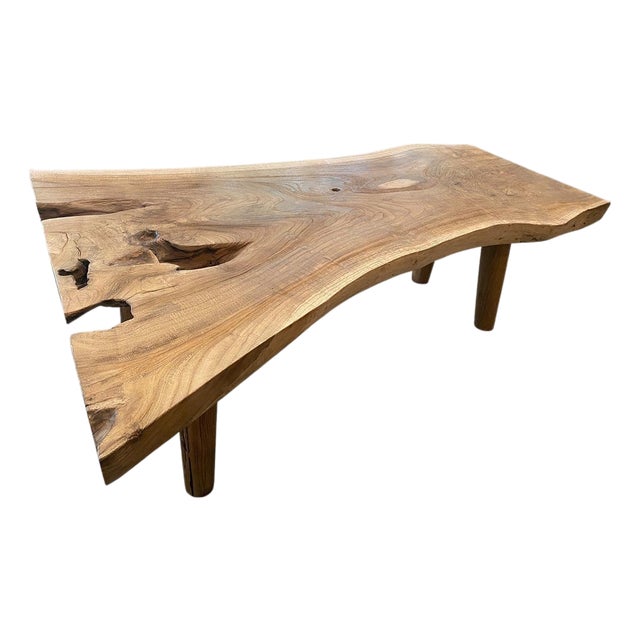 Andrianna Shamaris Live Edge Teak Wood Coffee Table For Sale