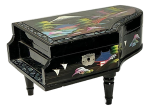 Vintage Mid-Century Japanese Lacquer Grand Piano Jewelry Music Box, 1950s