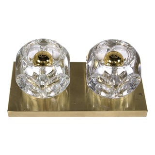 Ice Cube Wall Light in Glass and Brass from Peill & Putzler, 1970s For Sale
