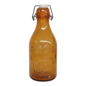 Thatchers Dairy Milk Bottle 1 Quart Amber Glass With Swing Top Cap