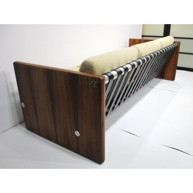 Mid-Century Modern Selig Rosewood Leather Strap Sofa For Sale - Image 3 of 13