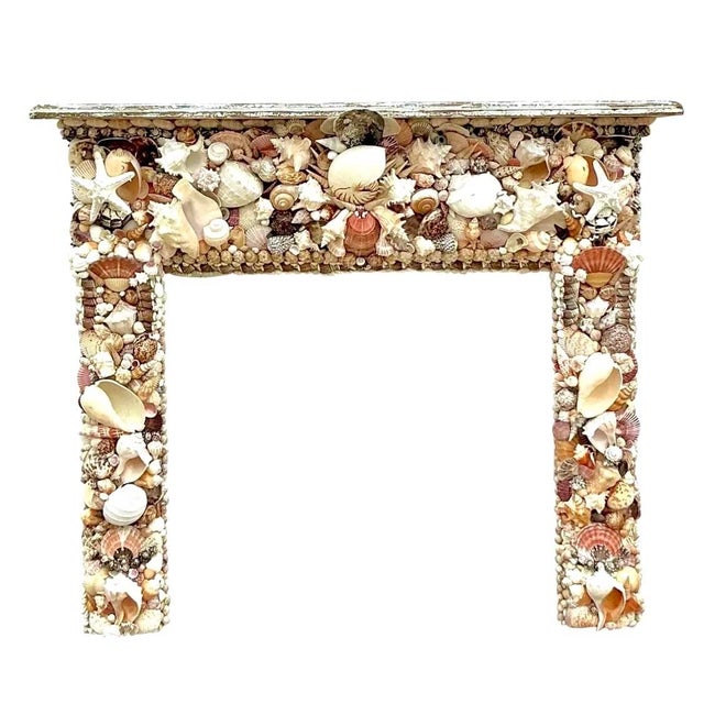 Vintage Boho Shell Encrusted Fireplace Surround For Sale - Image 10 of 12