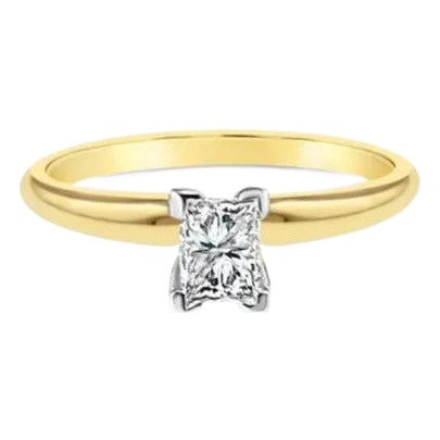 Quarater Carat Emerald Cut Solitaire Diamond Engagement Ring, Size 6.25 For Sale