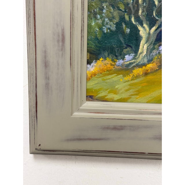 Gray Impressionist Tree in Grove Painting, Framed For Sale - Image 8 of 12