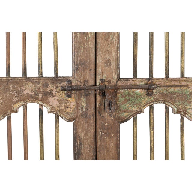 Indian Antique Indian Painted Teakwood Door For Sale - Image 3 of 4