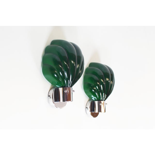 Large Italian Glass and Chrome Wall Lamps, Italy, 1970s, Set of 2 For Sale - Image 9 of 9
