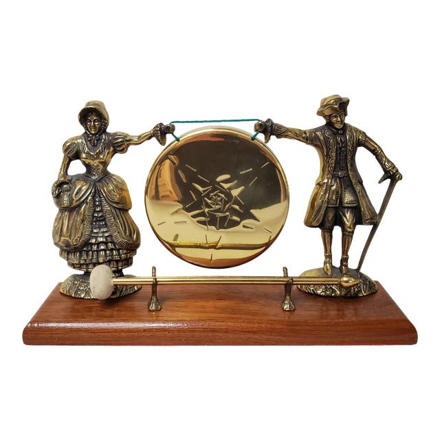 Brass Gong With Male and Female Figures For Sale