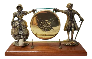 Brass Gong With Male and Female Figures