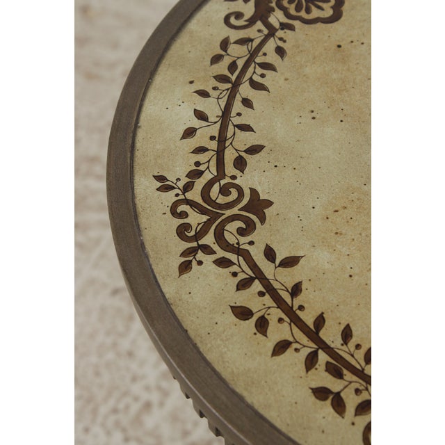 Gold Vintage Eglomise Glass Top Accent Table For Sale - Image 8 of 13