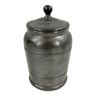 Signed Art Deco "Garant" Pewter Lidded Humidor Jar, Spain - 1930s For Sale