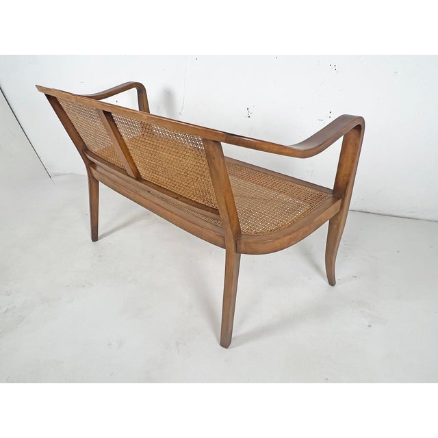 C. 1950s Sinuous Bentwood Hand-Caned Settee in the Manner of Dunbar For Sale In Boston - Image 6 of 8