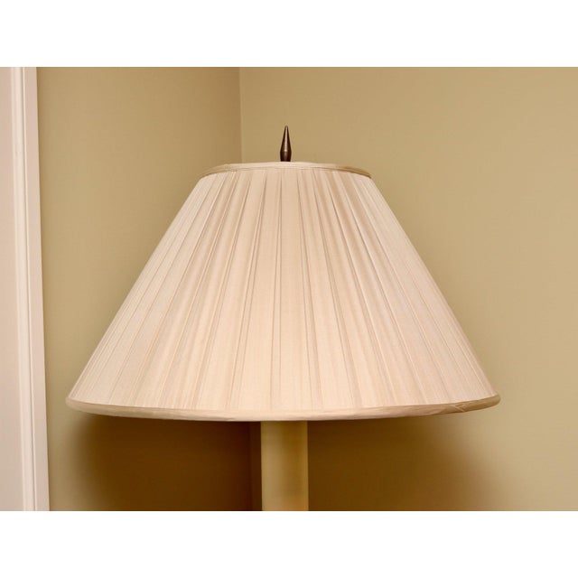 Gray Vintage Wrought Iron Candlestick Floor Lamp With Double Scrolled Tripodal Base For Sale - Image 8 of 8