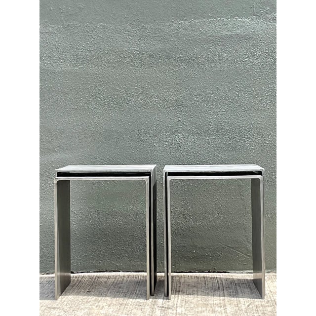 This striking set of four vintage nesting tables captures the clean-lined, minimalist spirit of mid-century modern design...