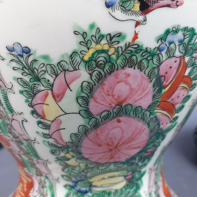Vintage Hand-Painted Potiche Porcelain Vase with Wooden Base, 1950s For Sale - Image 12 of 16