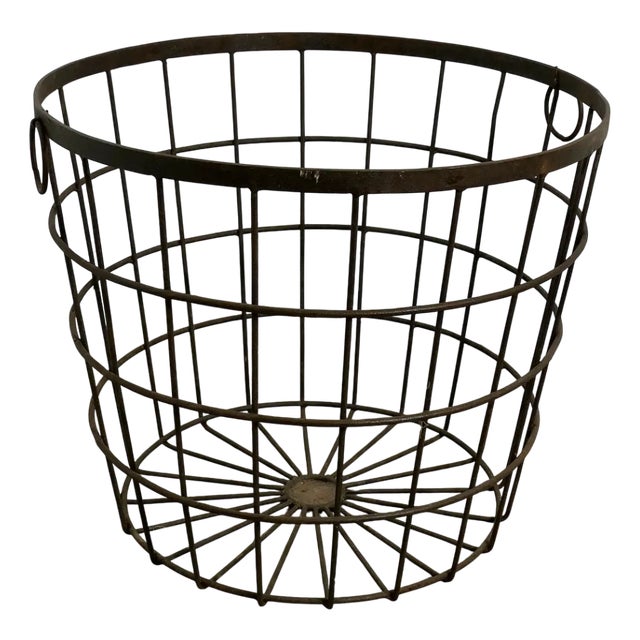 Vintage Industrial Iron Log Basket, 1920s For Sale