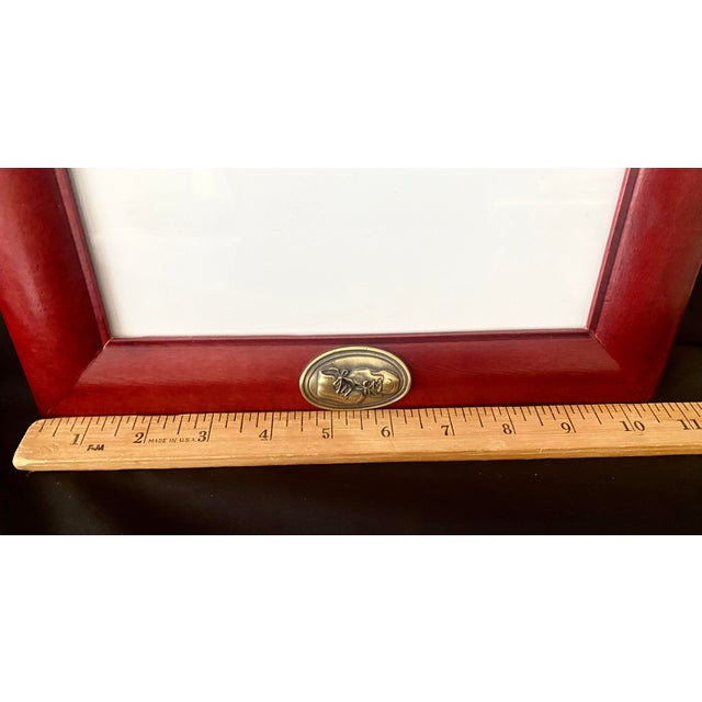 Vintage Burnes of Boston Cherry Wood 8x10 Frame With Brass Baby Shoes Motif Excellent Condition. For Sale - Image 13 of 15