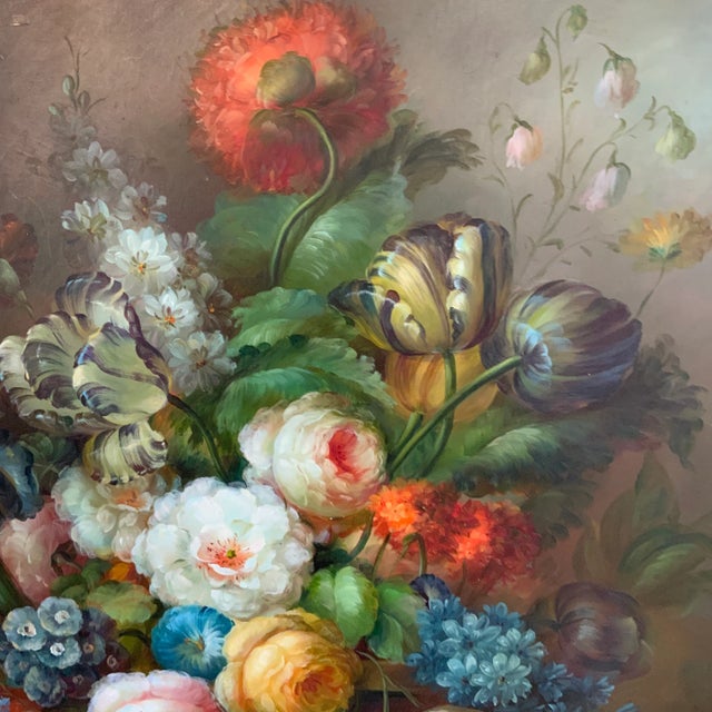 Realism Vibrant Dutch Still Life Painting on Board For Sale - Image 3 of 9