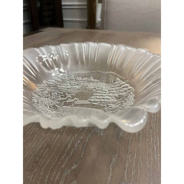 Mikasa 1990s Mikasa Frosted Crystal Glass Holiday Winter Dreams Serving Bowl For Sale - Image 4 of 7