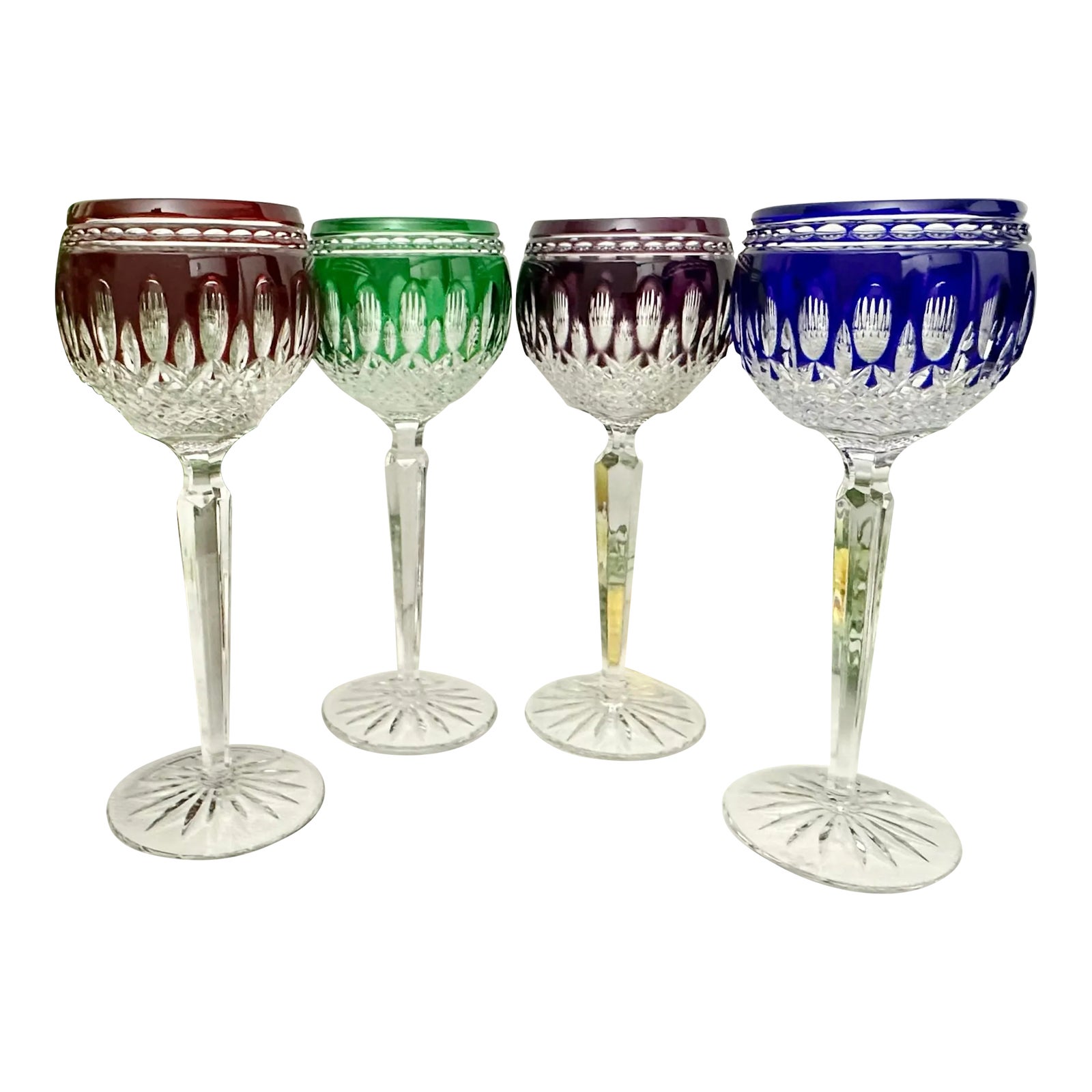 Vintage Waterford Crystal Claredon Colored Wine Hock Glasses- Set of 4 ...