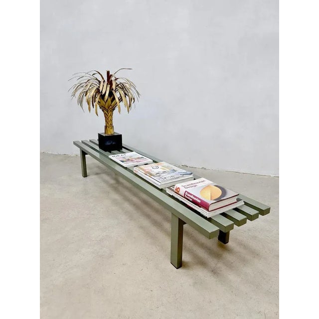 Vintage Metal Slatted Bench, 1960s For Sale - Image 3 of 5